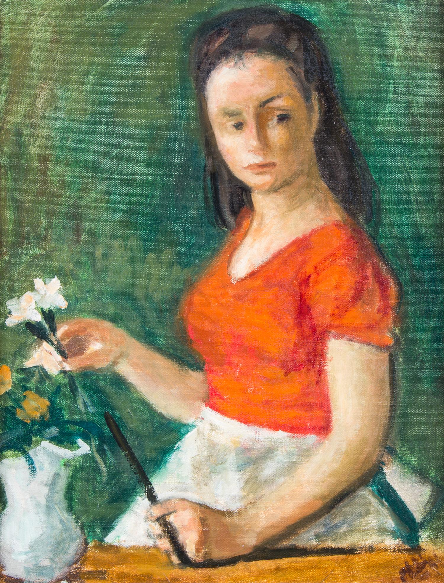 Robert Philipp, (American, 1895-1981), Young Woman with Flowers