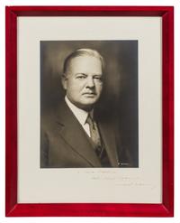 HOOVER, Herbert (1874-1964). Photograph signed and inscribed ("Herbert Hoover"), to Nora Mamix, n.d.