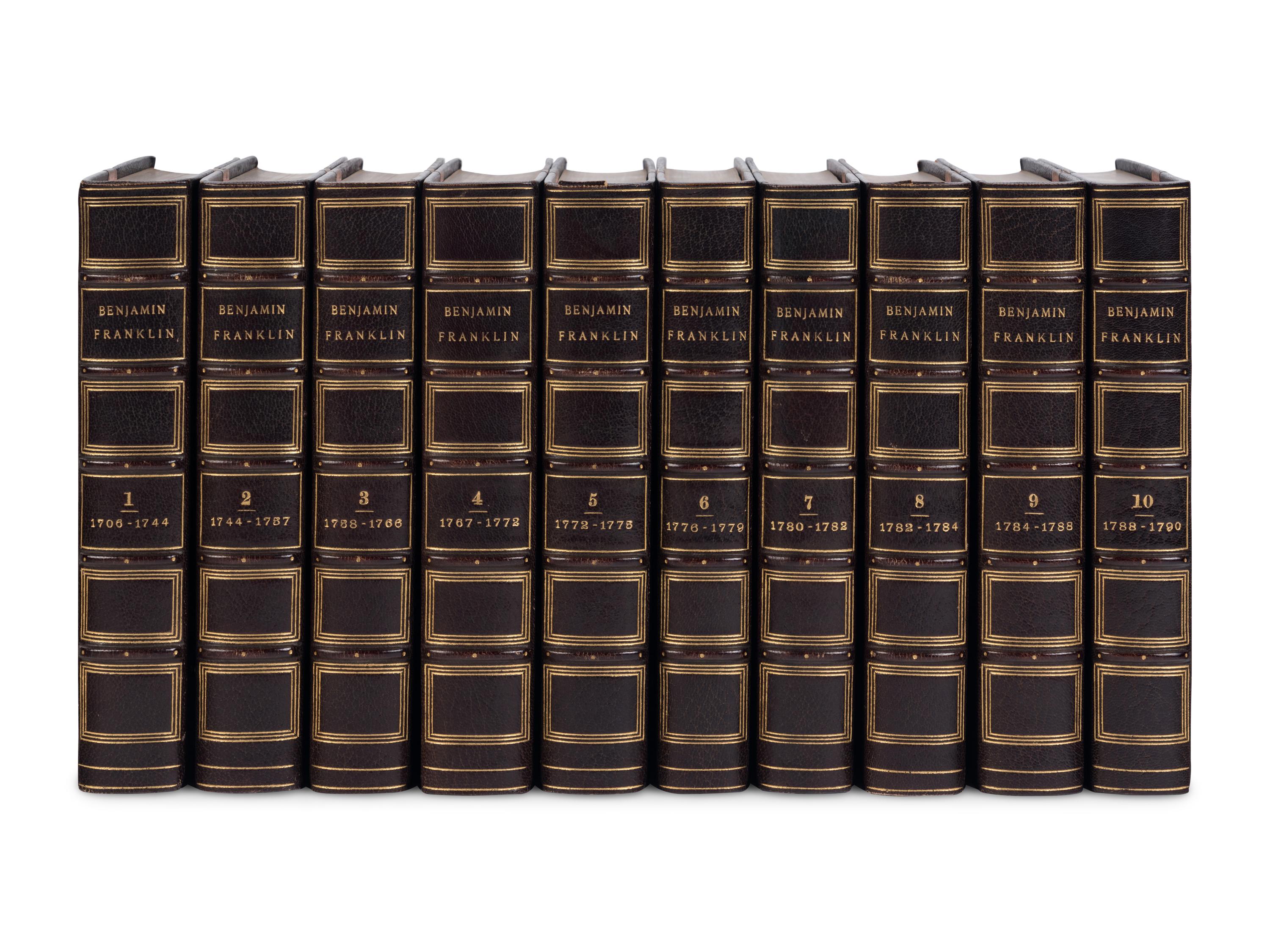 FRANKLIN, Benjamin (1706-1790). The Complete Works . John Bigelow, compiler and editor. New York and London: Knickerbocker Press for G.P. Putnam’s Sons, 1887-1888.