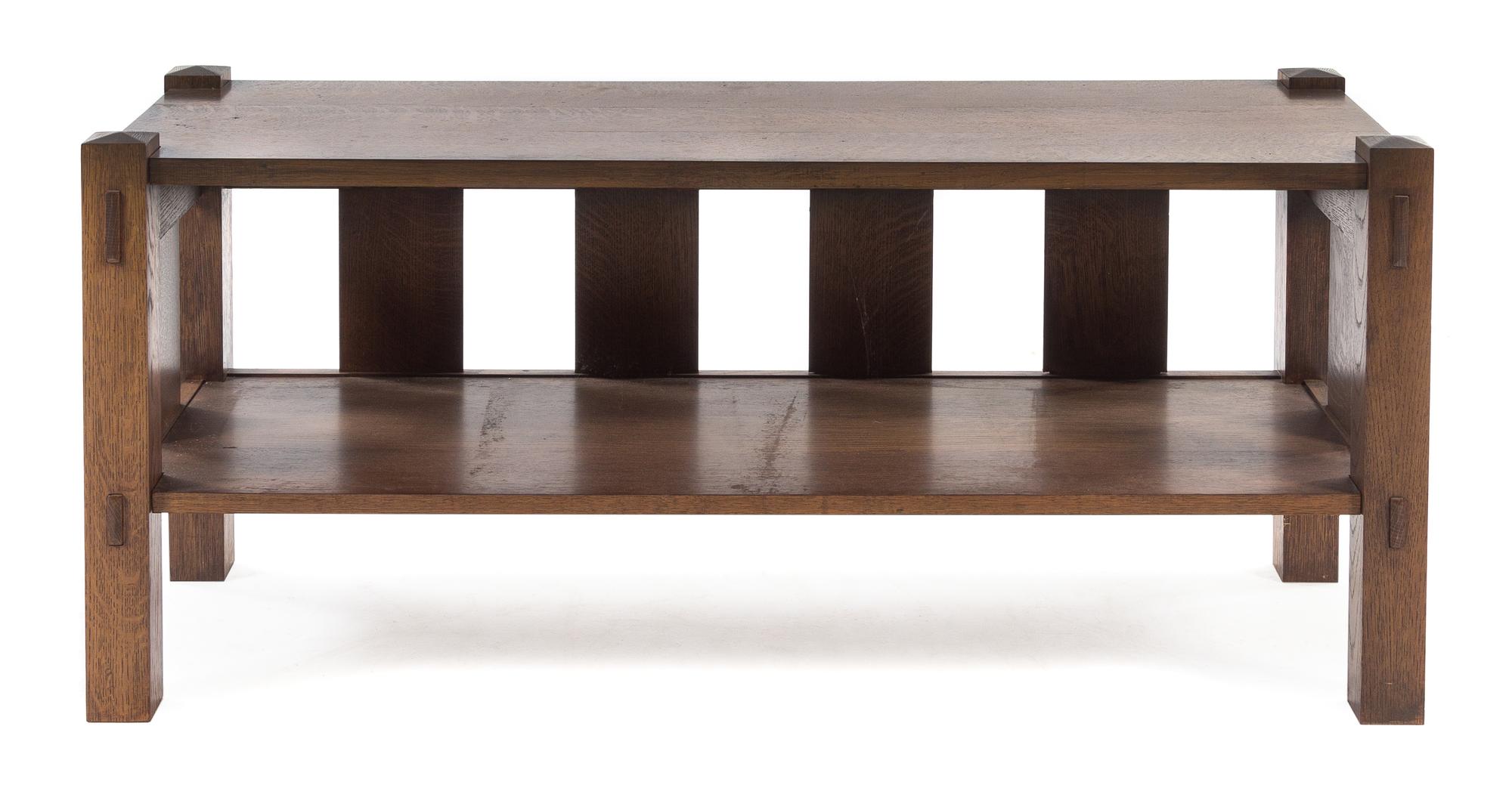 American, MID 20TH CENTURY, an Arts and Crafts style oak low table