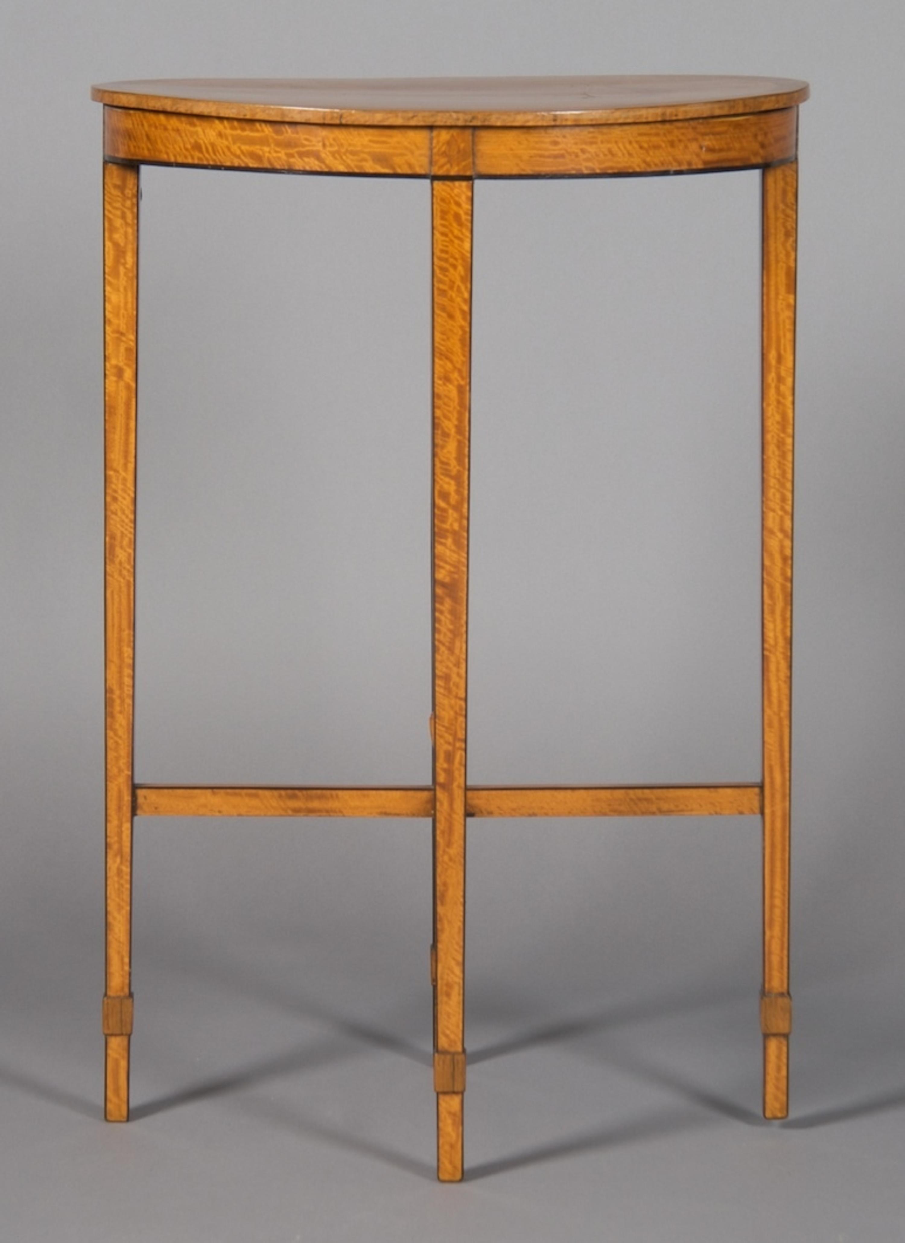 An English Sheraton Style Side Table, Height 28 1/2 x width 19 1/4 x depth 14 3/4 inches.