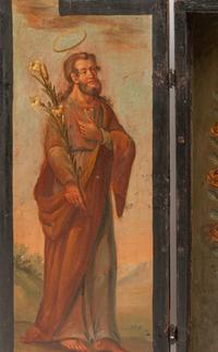 A Continental Painted Altar Triptych