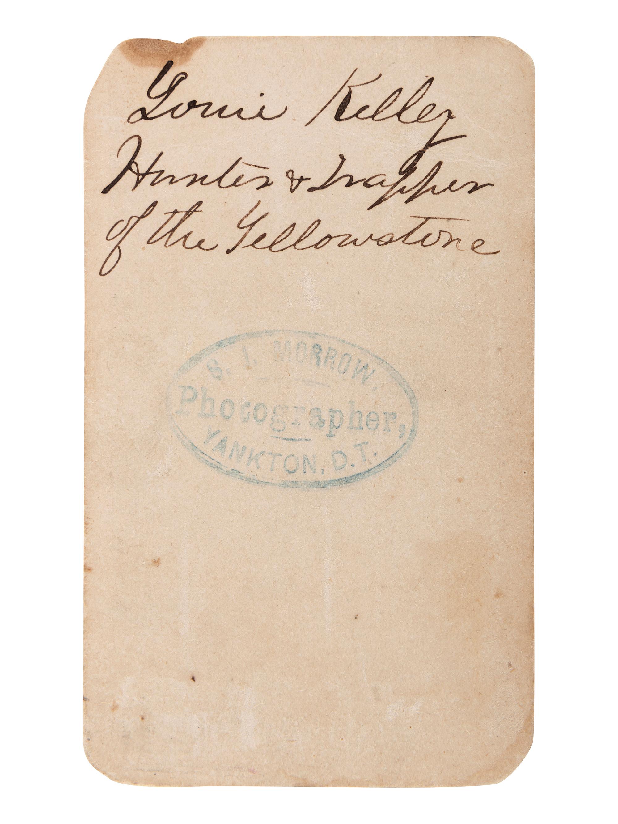 [WESTERN AMERICANA]. MORROW, Stanley J., photographer. CDV of Luther "Yellowstone" Kelly. Yankton, Dakota Territory.