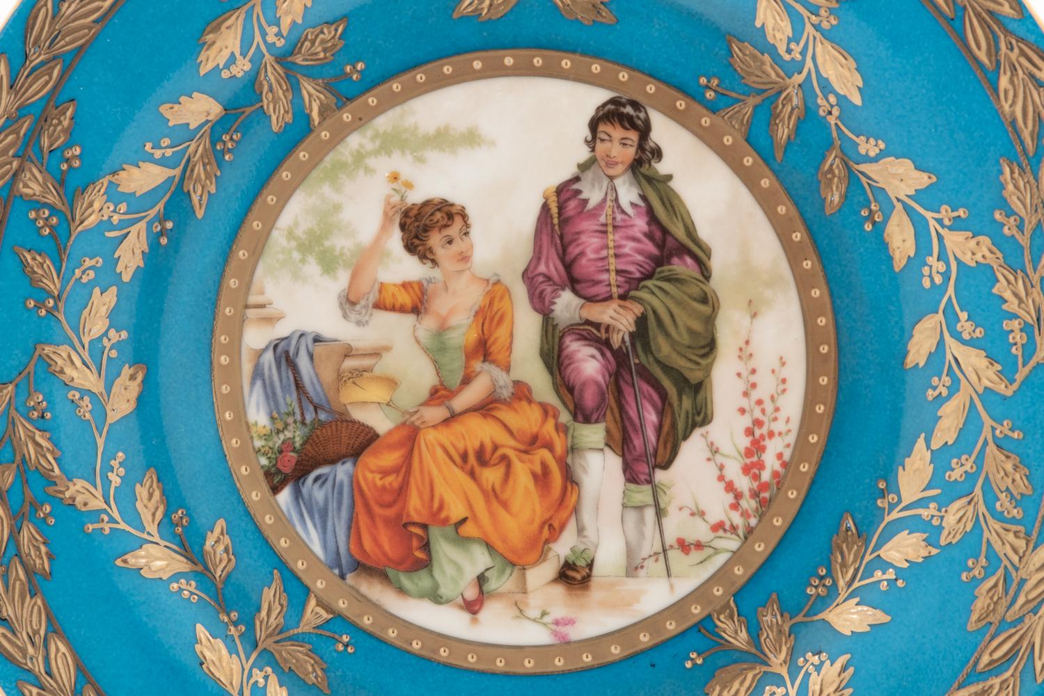 Three Sèvres Style Porcelain Plates