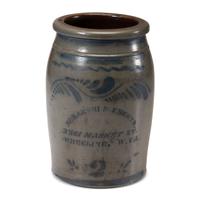 A Two-Gallon Sobanski & Eberts Cobalt Decorated Stoneware Crock