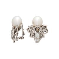 SOUTH SEA CULTURED PEARL AND DIAMOND CLIP EARRINGS