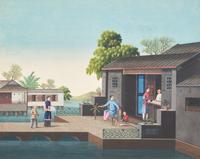 Chinese Export School 19th Century, A Set of Four Paintings Depicting Various Stages of Silk Production