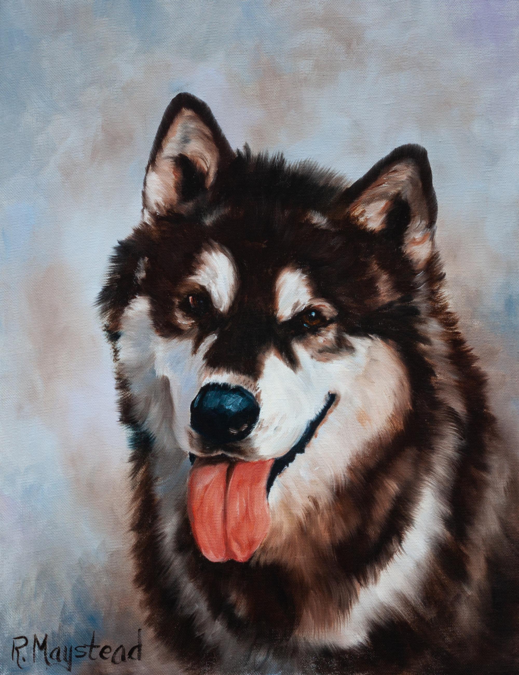 Three Works of Art depicting Alaskan Malamutes Largest: 17 1/2 x 11 1/2 inches.