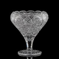 A Brilliant-Period Cut Glass Bulbous Vase with Hobstars