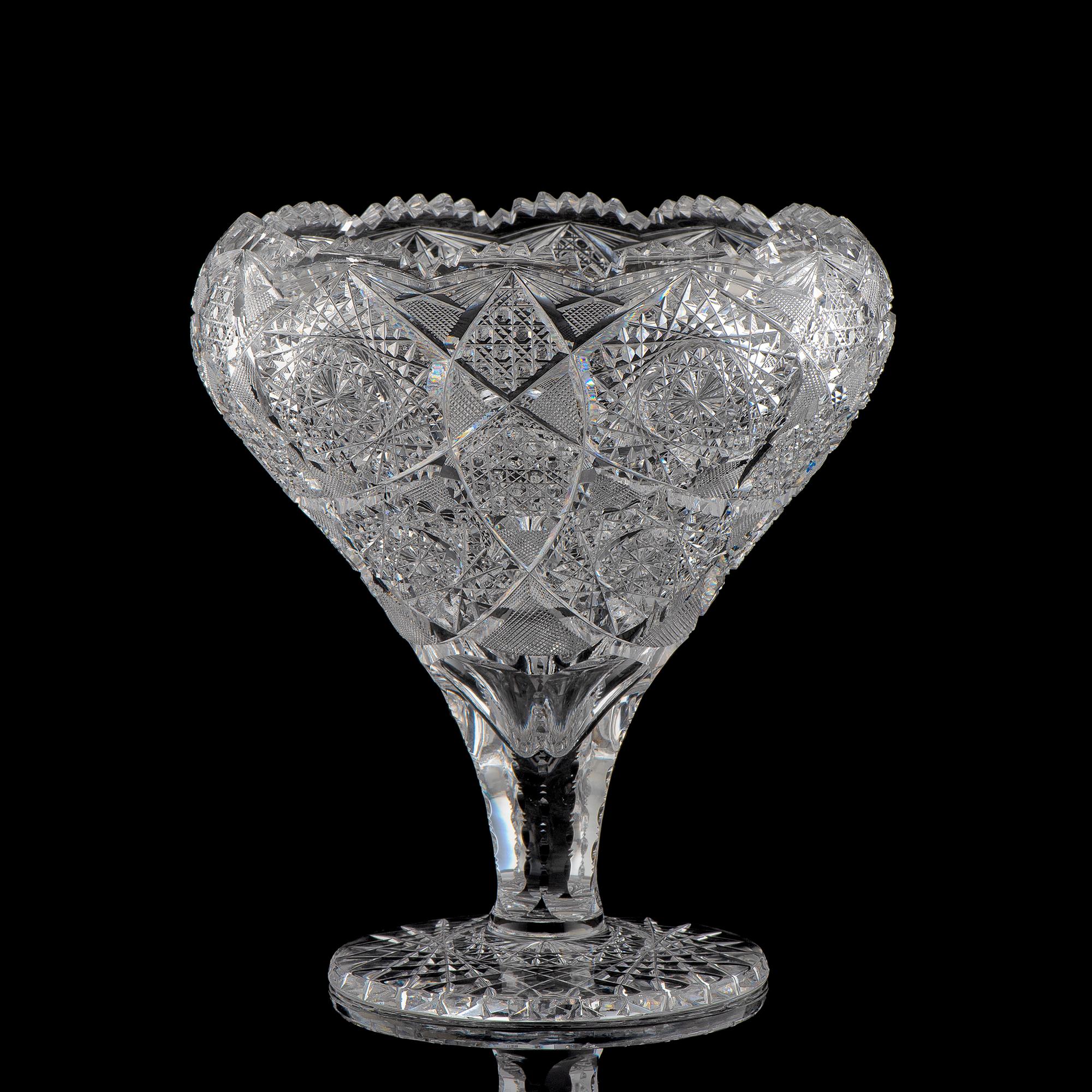 A Brilliant-Period Cut Glass Bulbous Vase with Hobstars
