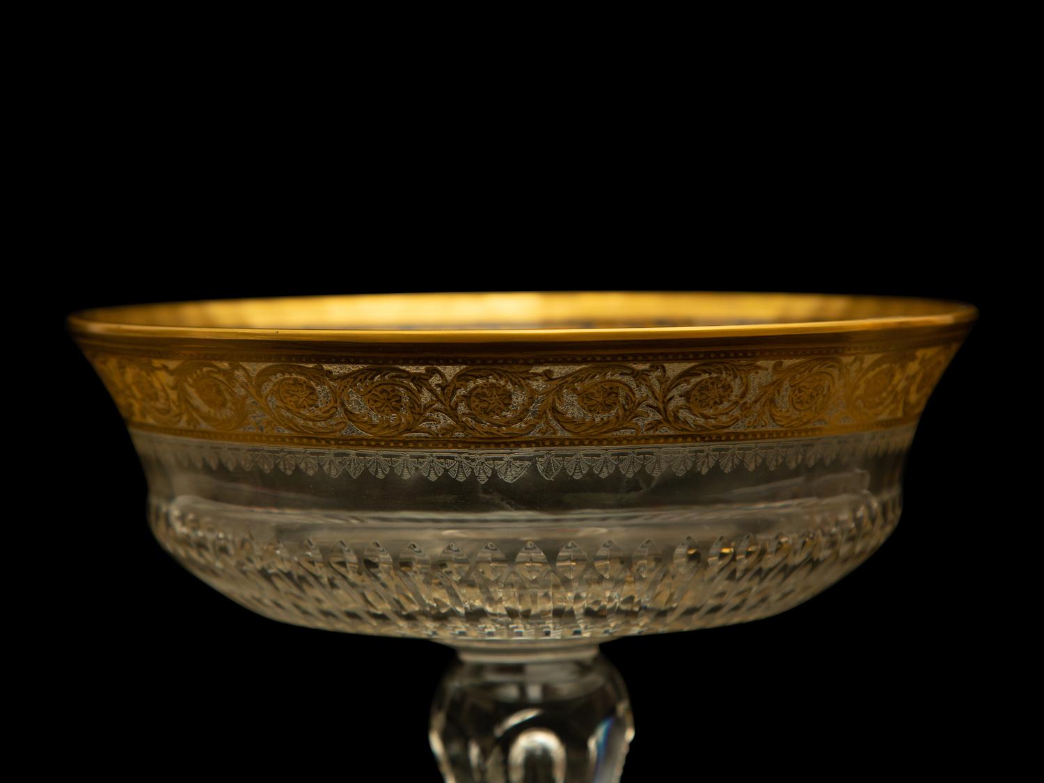 Three Gilt Decorated Baccarat Glass Articles