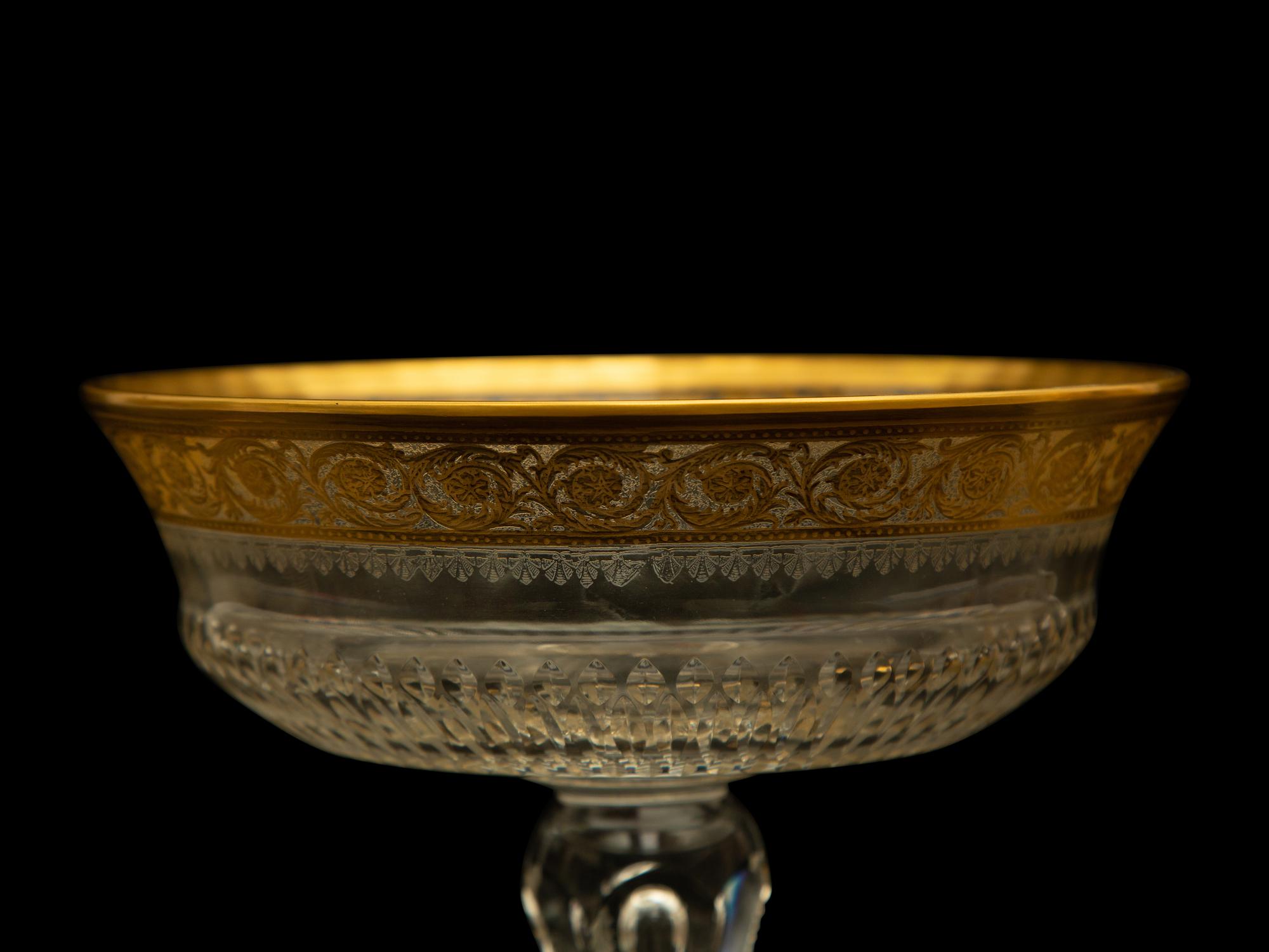 Three Gilt Decorated Baccarat Glass Articles