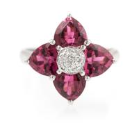 An 18 Karat White Gold, Rubellite and Diamond Ring, Bellarri, 3.20 dwts.