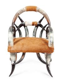 Victorian Style Horn and Hide Chair