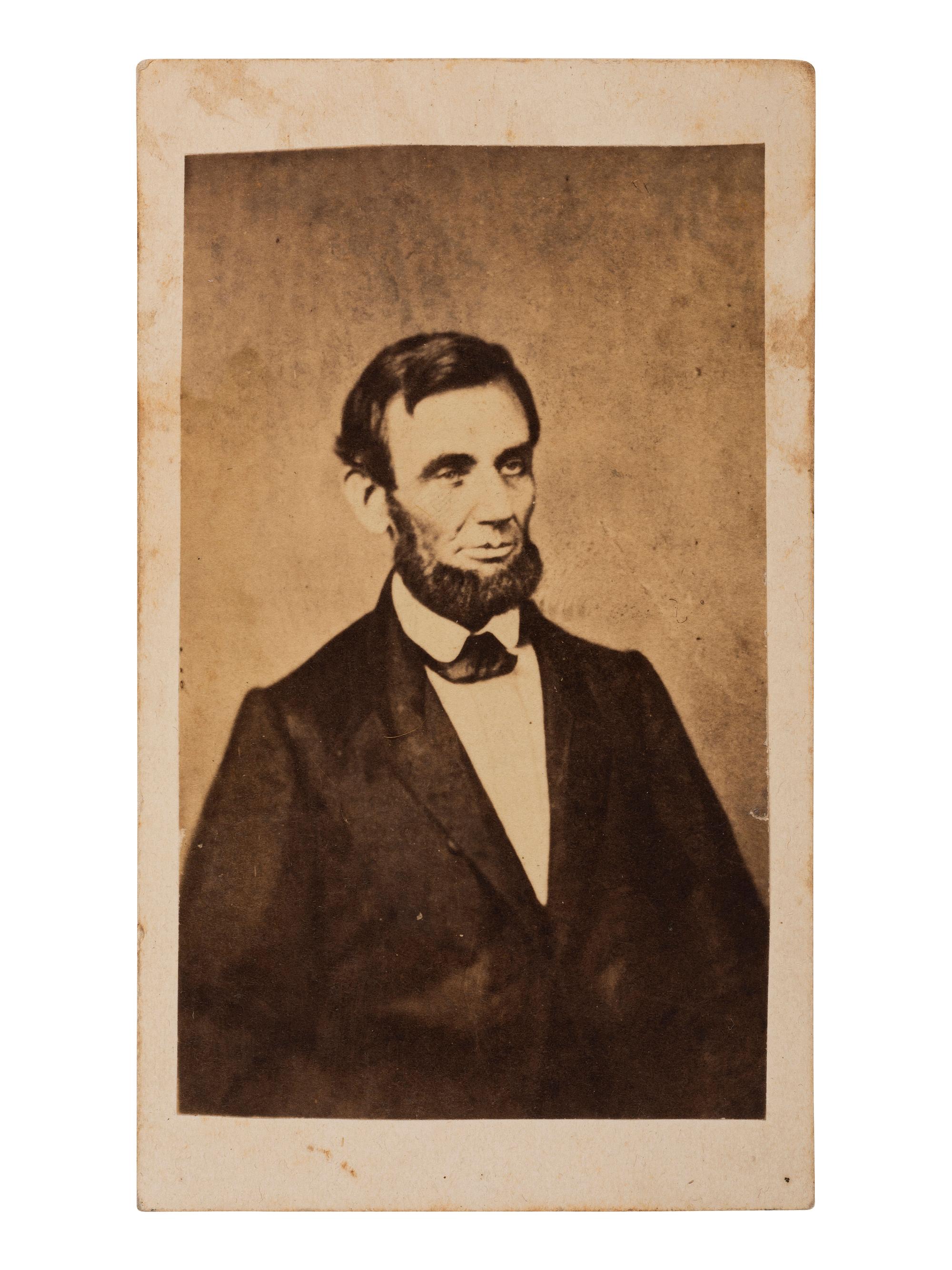 [LINCOLN, Abraham (1809-1865)]. CDV portrait of Lincoln. Ca 1865.
