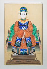 A Pair of Chinese Ancestor Portraits of a Court Lady and Gentleman