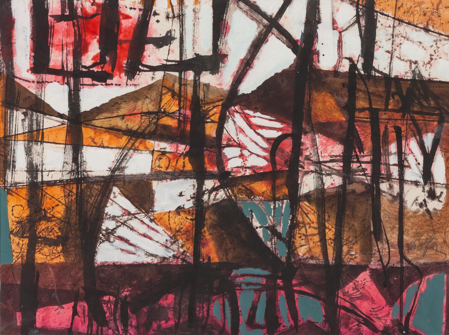 Pink and Orange Mountain Abstract