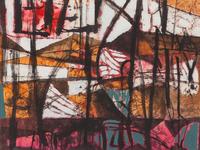 Pink and Orange Mountain Abstract