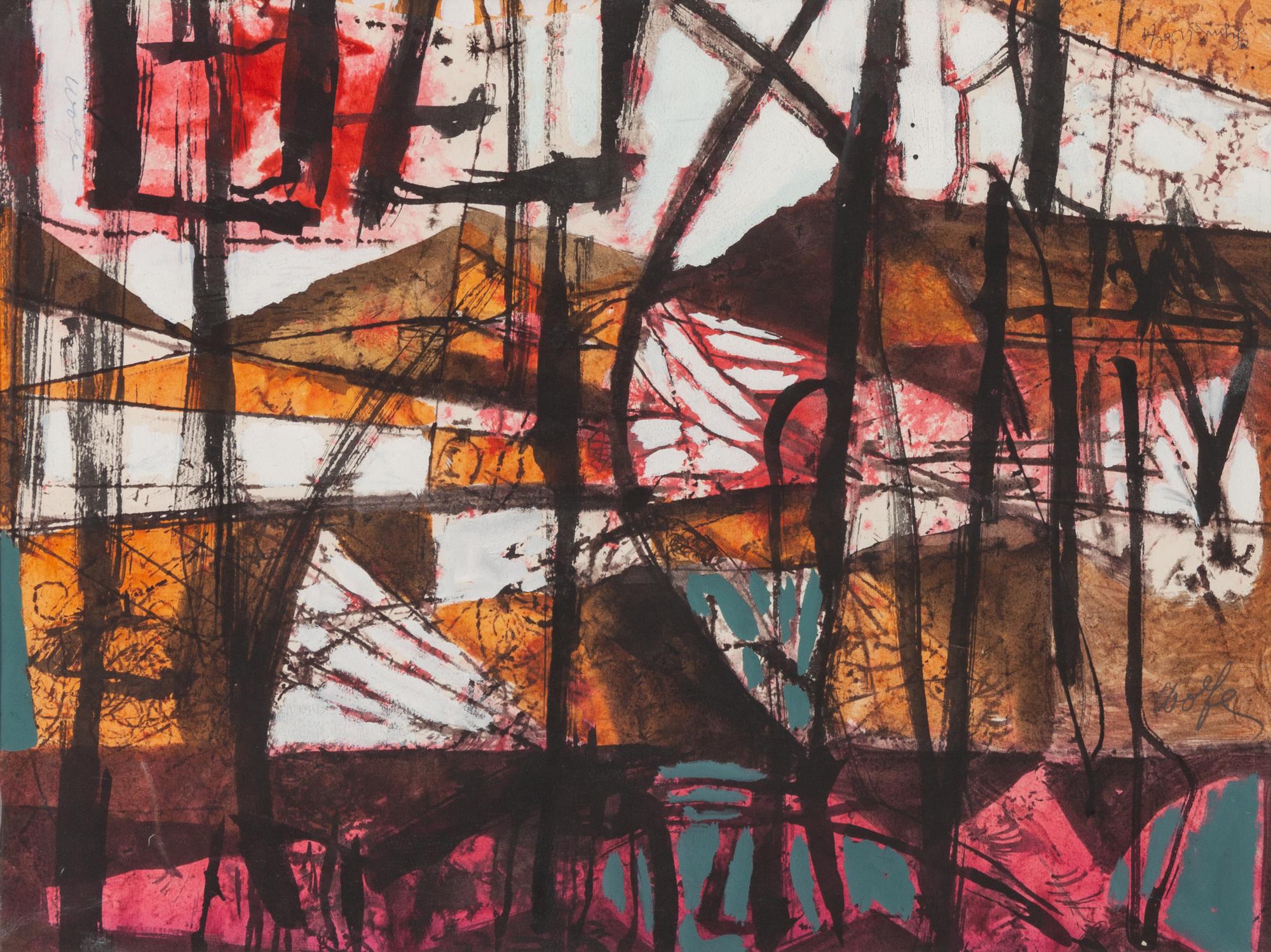 Pink and Orange Mountain Abstract