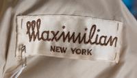 A Maximilian Cream Broadtail Skirt Suit, Jacket no size; Skirt no size; Self-tie: 58" X 1.5".