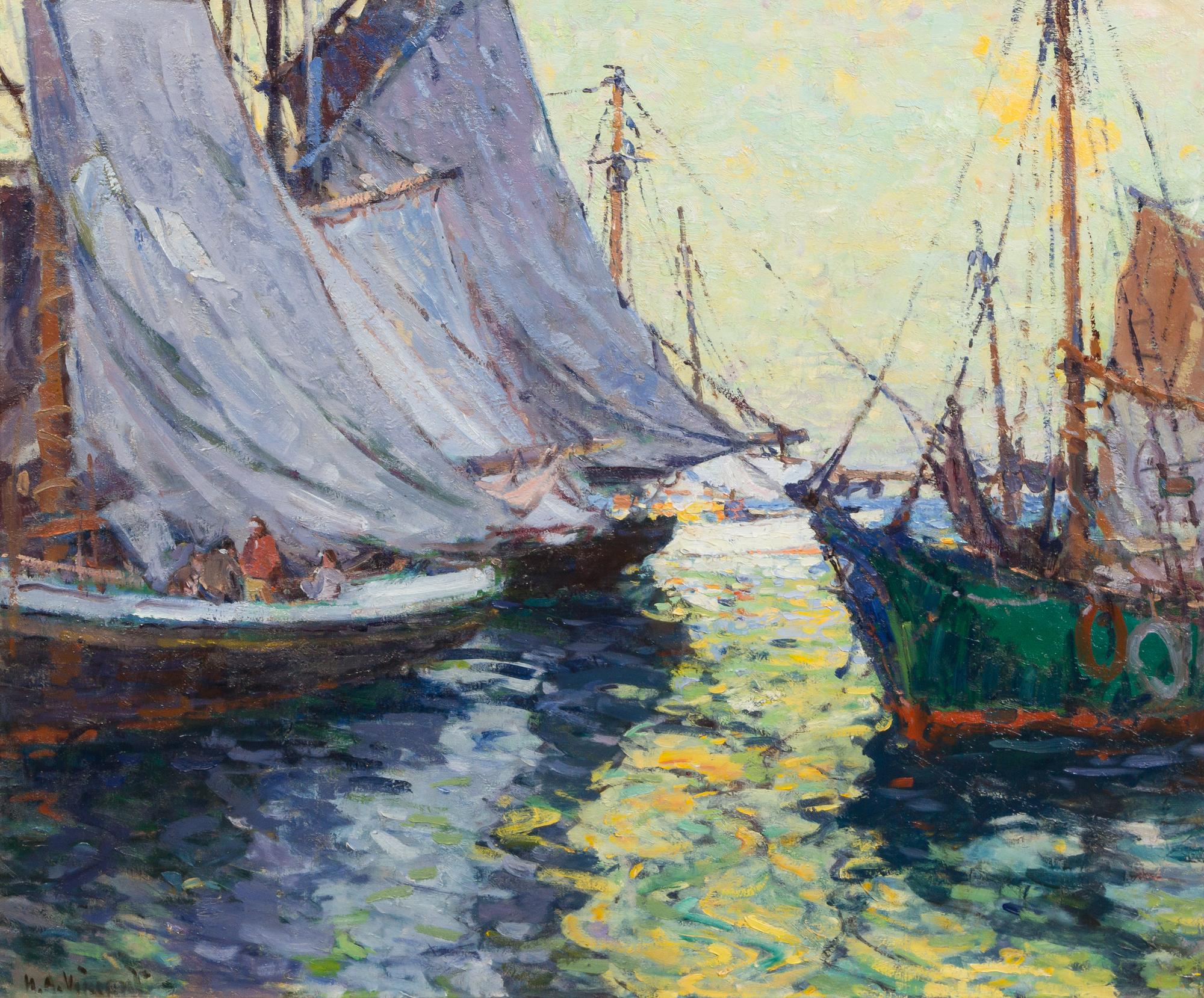 Harry Aiken Vincent, (American, 1864-1931), Boats, Gloucester Harbor