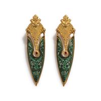 YELLOW GOLD, COPPER AND RUBY EARCLIPS