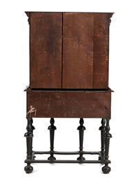 A William and Mary Japanned Maple and Pine Flat-Top High Chest