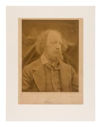 [TENNYSON, Alfred (1809-1892), subject]. -- CAMERON, Julia Margaret (1815-1879), photographer. Albumen photograph portrait of Tennyson, SIGNED BY BOTH, 3 June 1869.