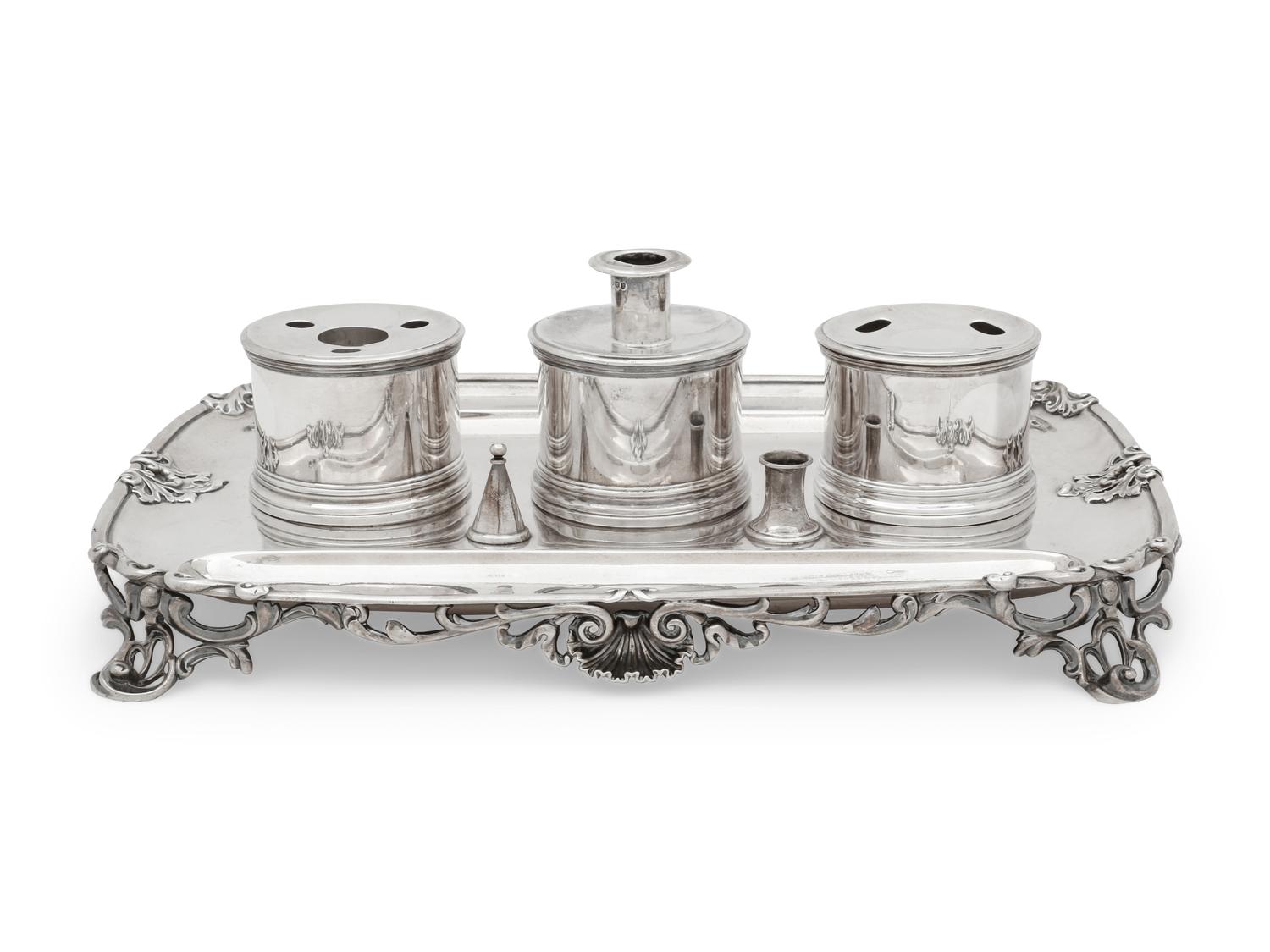 A George IV Silver Ink Stand By Paul Storr