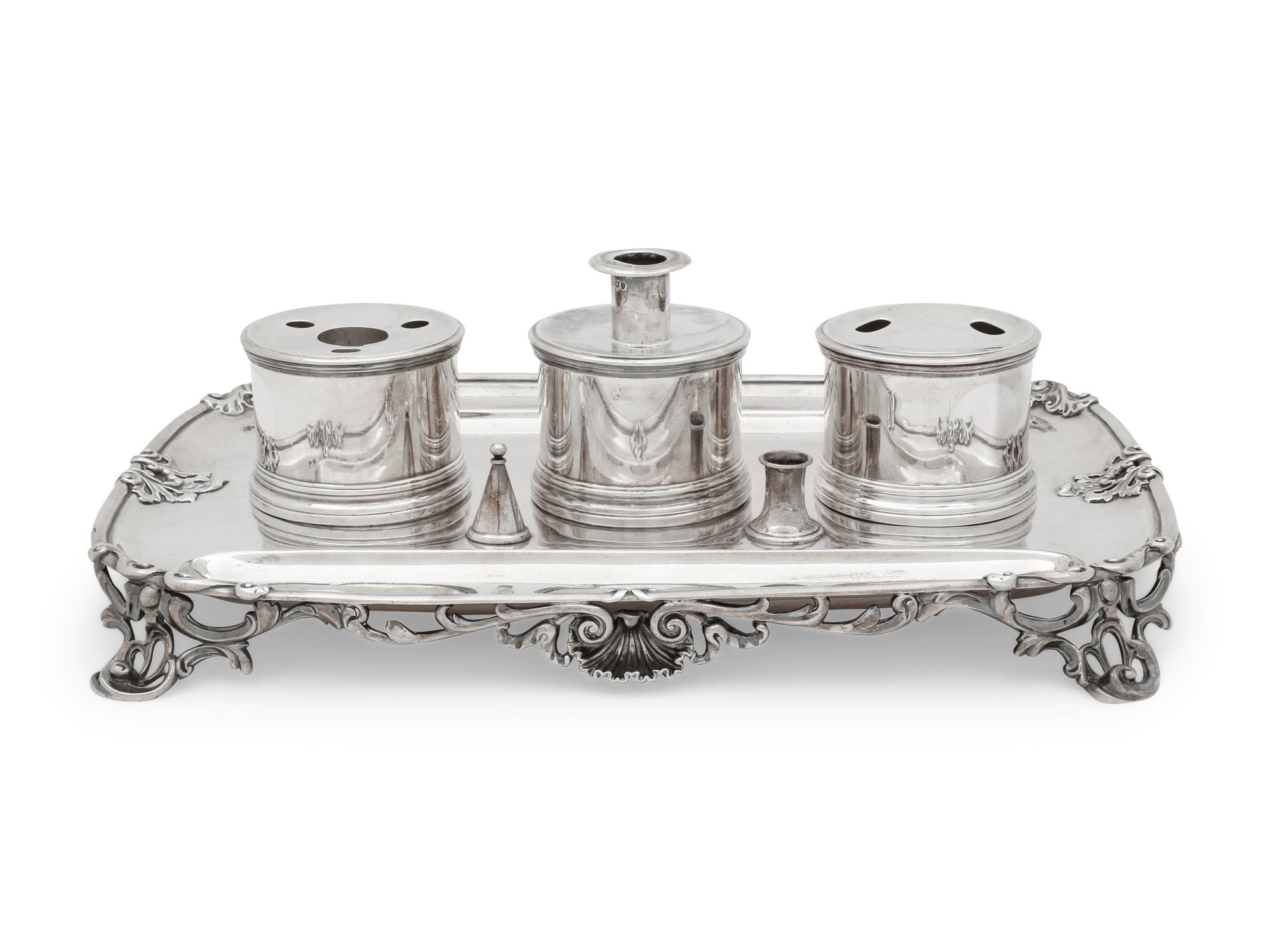 A George IV Silver Ink Stand By Paul Storr