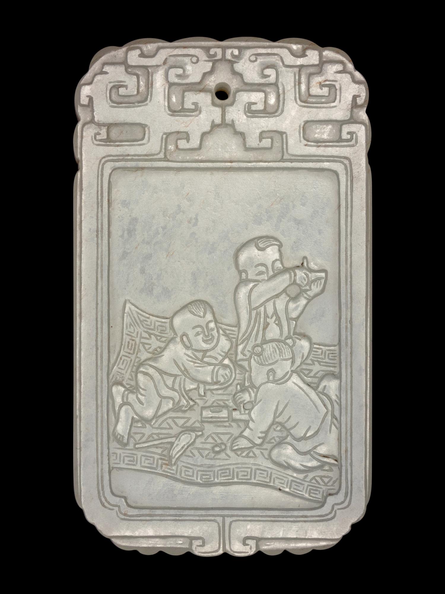 A White Jade 'Boys' Plaque