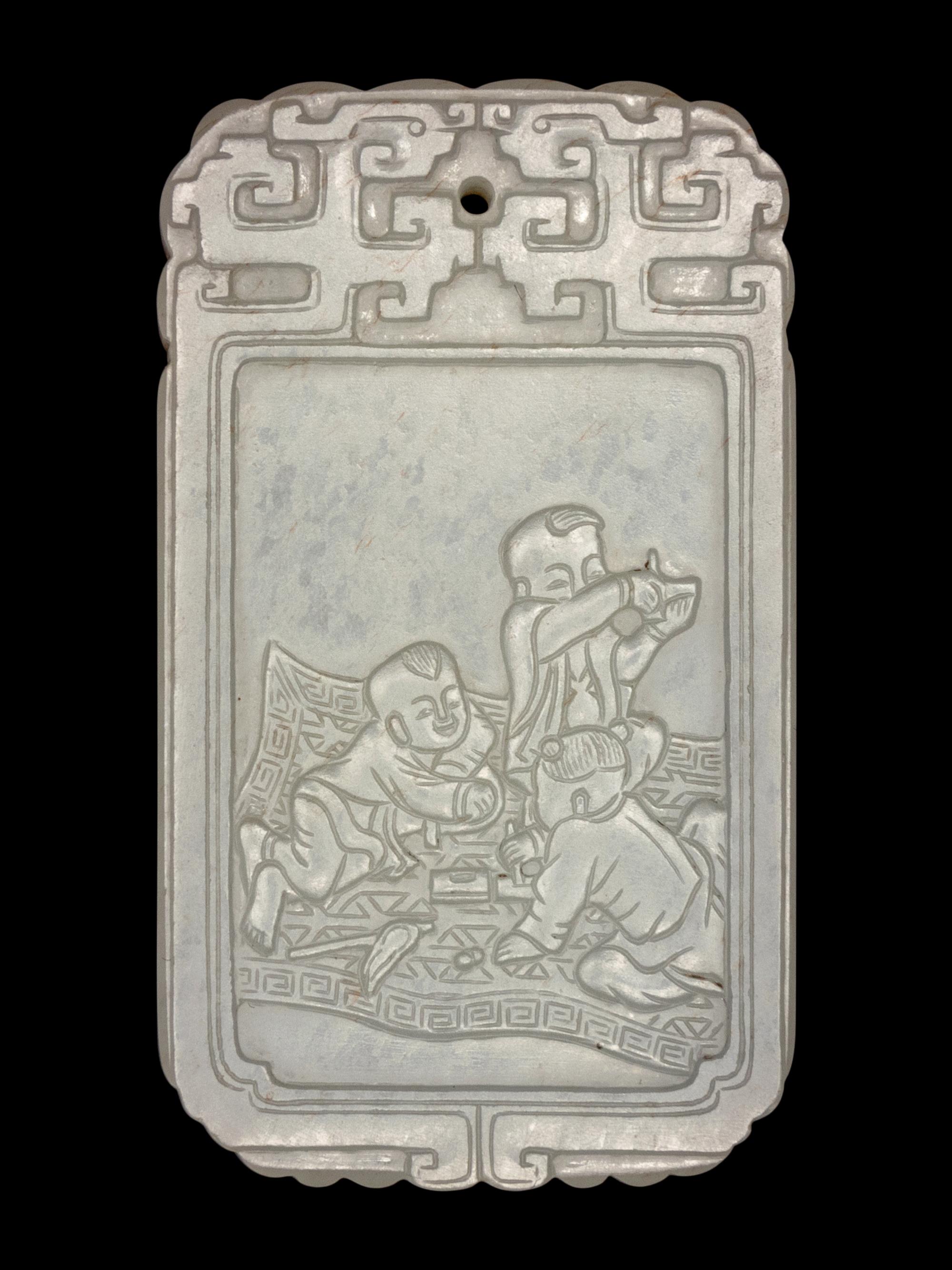 A White Jade 'Boys' Plaque