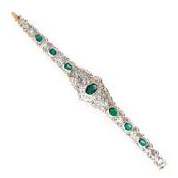 EMERALD, DIAMOND, AND WHITE GOLD BRACELET
