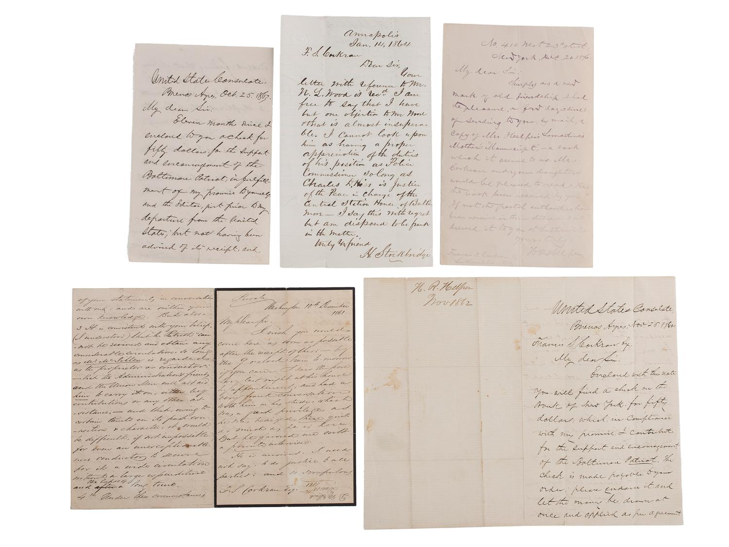 [SLAVERY & ABOLITION] -- [COCKRAN, Francis S. (1814-1886)]. Archive of letters to Maryland abolitionist and Underground Railroad supporter, comprising: