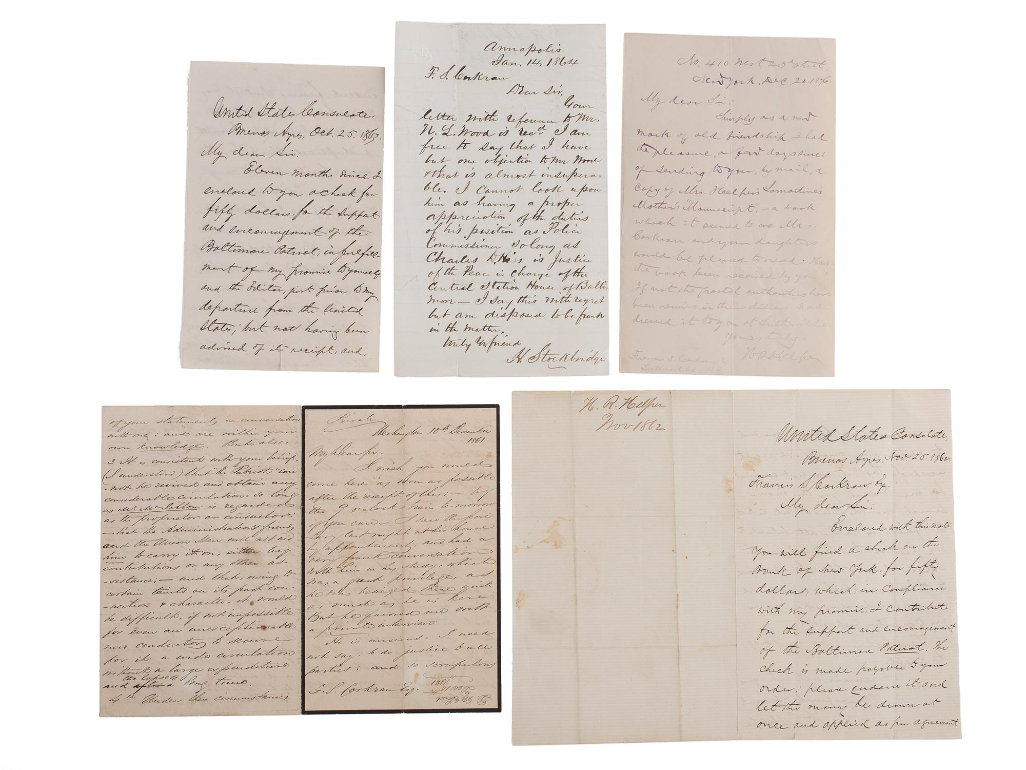 [SLAVERY & ABOLITION] -- [COCKRAN, Francis S. (1814-1886)]. Archive of letters to Maryland abolitionist and Underground Railroad supporter, comprising: