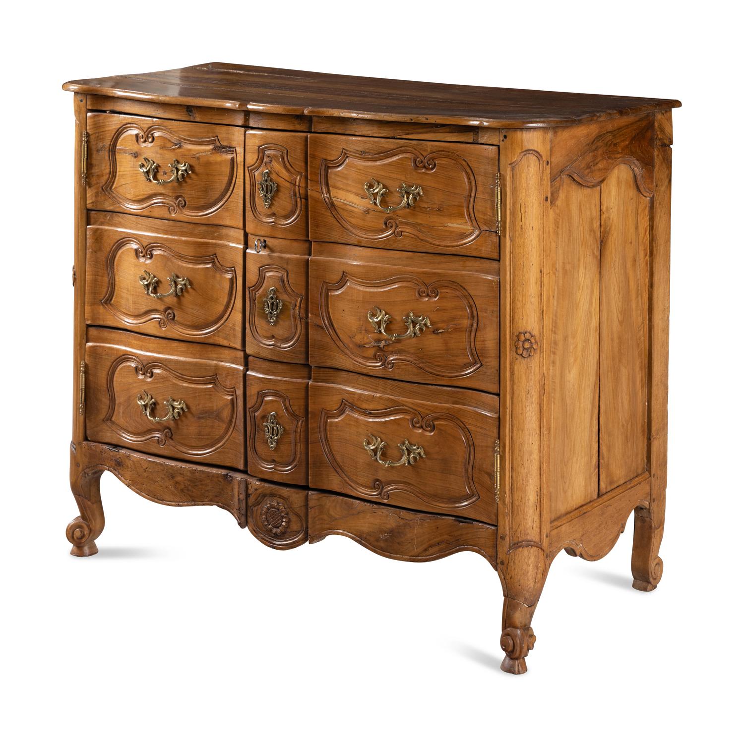 A Louis XV Provincial Walnut Commode Cabinet