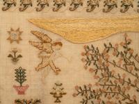 An English Needlework Embroidered Schoolgirl’s Adam and Eve Sampler