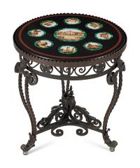An Italian Micromosaic Inset Wrought Iron Low Table