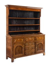 A George III Oak and Mahogany-Inlaid Cupboard