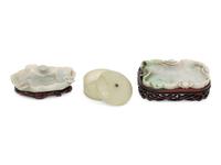Three Chinese Jade and Jadeite Scholar's Objects, 19th-20th Century