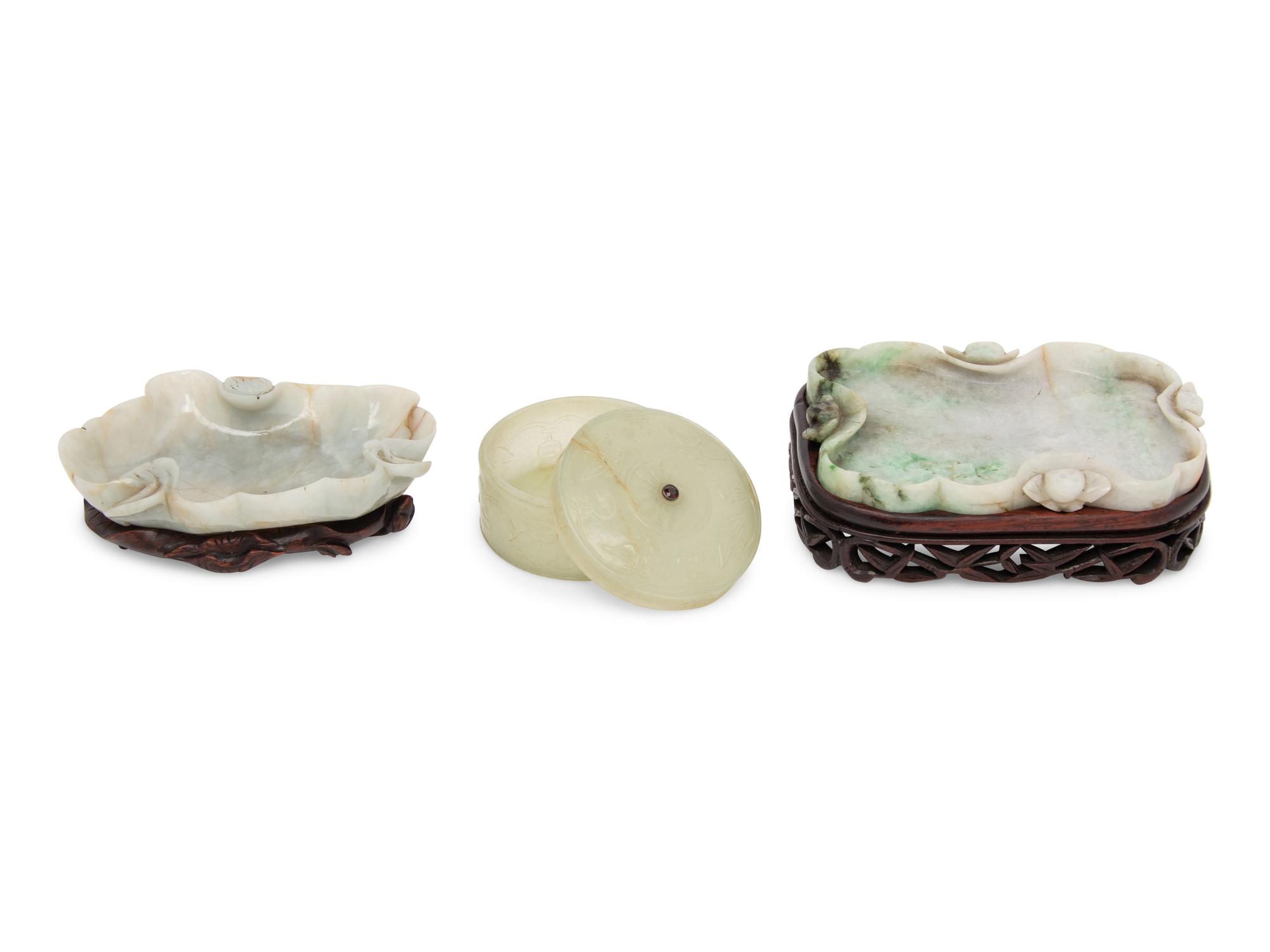 Three Chinese Jade and Jadeite Scholar's Objects, 19th-20th Century