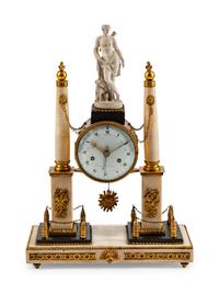 A Louis XVI Style Gilt-Bronze-Mounted Bisque and Marble Mantel Clock — THE DIAL INSCRIBED CORNIQUER, ST. HONORE, 19TH CENTURY