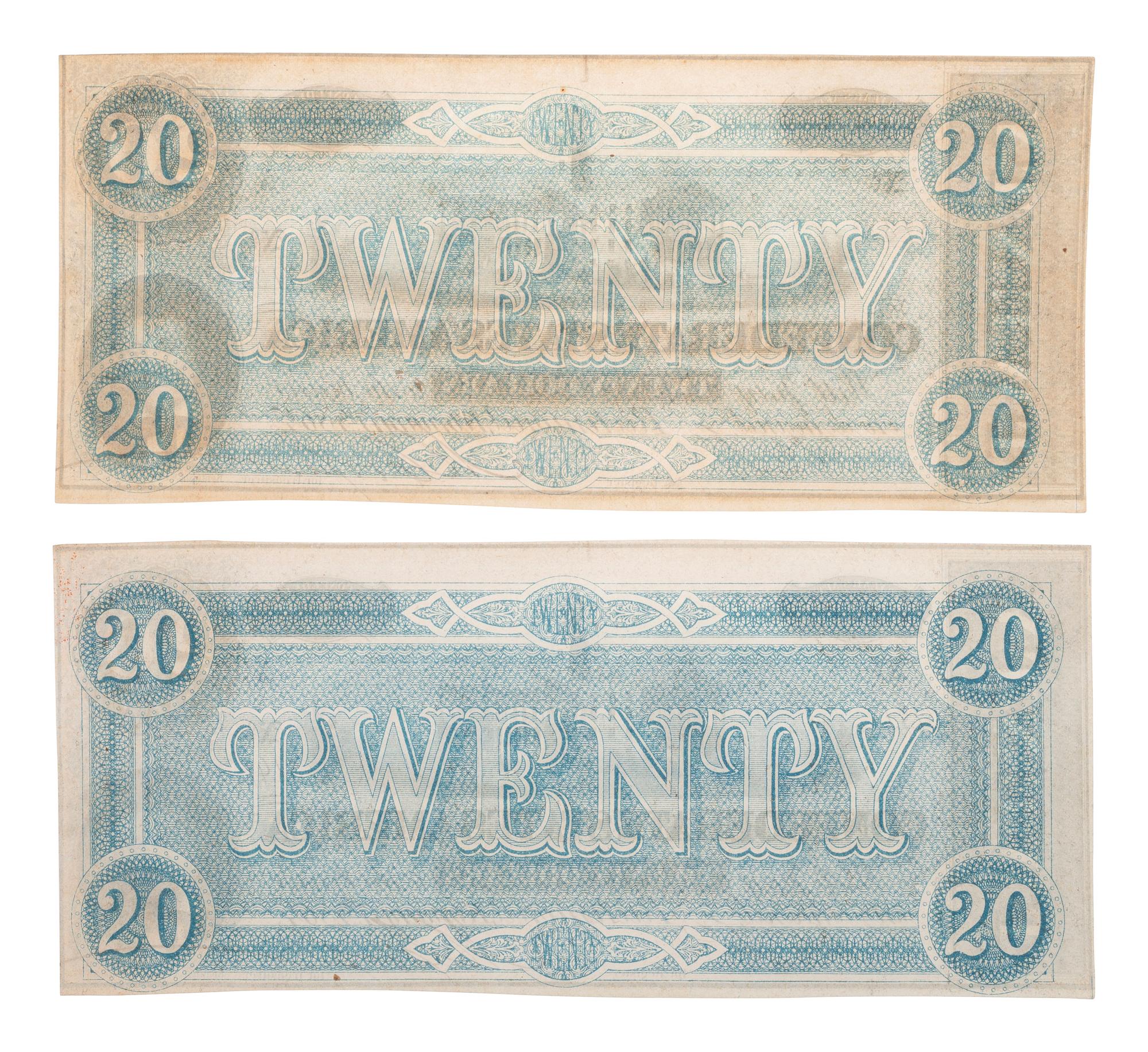 [CIVIL WAR] -- [CURRENCY]. A group of 21 Confederate notes, comprising: