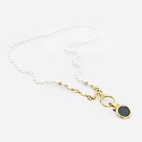 A contemporary 18K yellow gold, cultured pearl, and coin necklace Arezzo Italy