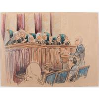 Joan Andrew, Washington Post and CNN Sketch Artist,Nine Original Sketches of Supreme Court Justices, 1981-1983