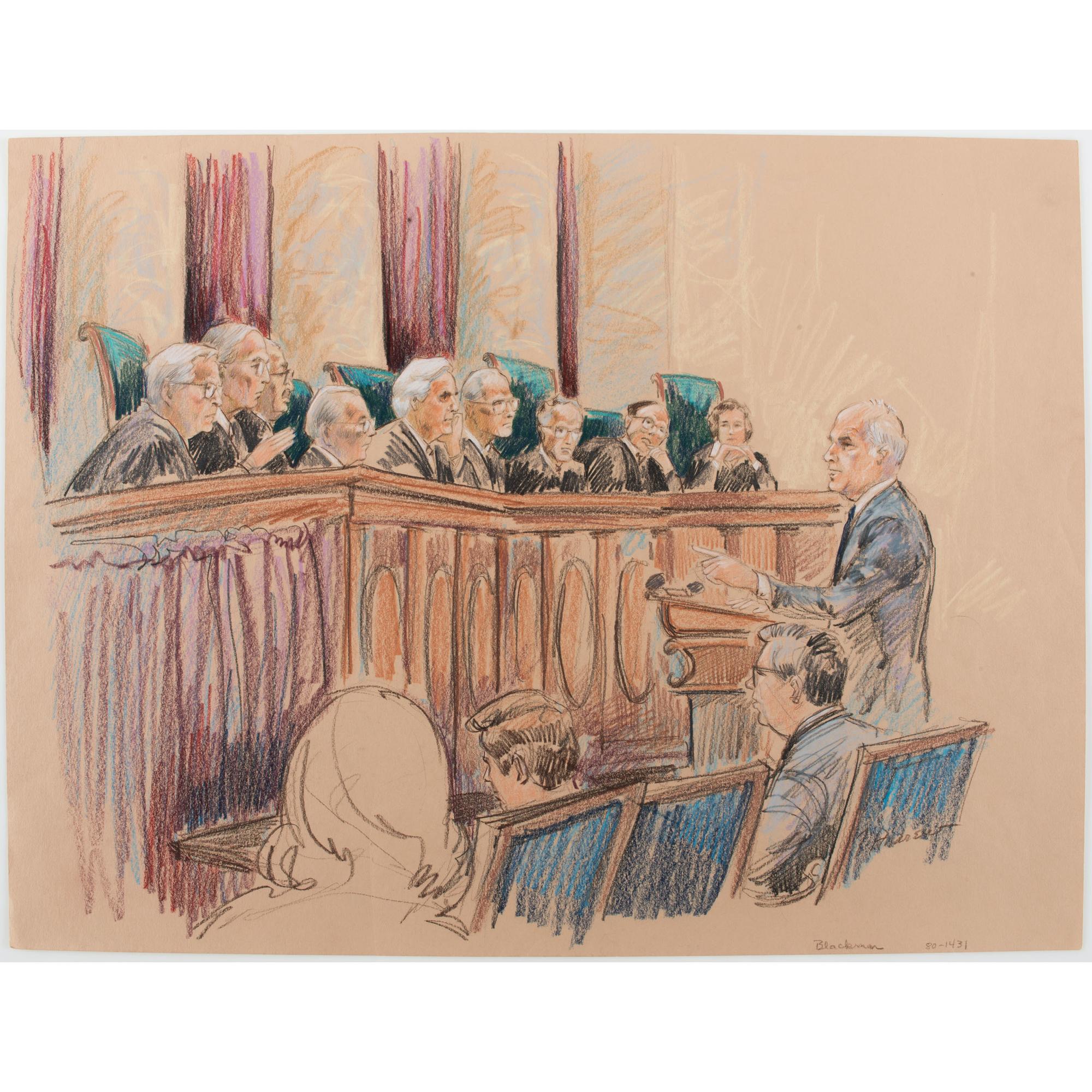 Joan Andrew, Washington Post and CNN Sketch Artist,Nine Original Sketches of Supreme Court Justices, 1981-1983