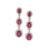 GLASS-FILLED RUBY AND DIAMOND EARRINGS