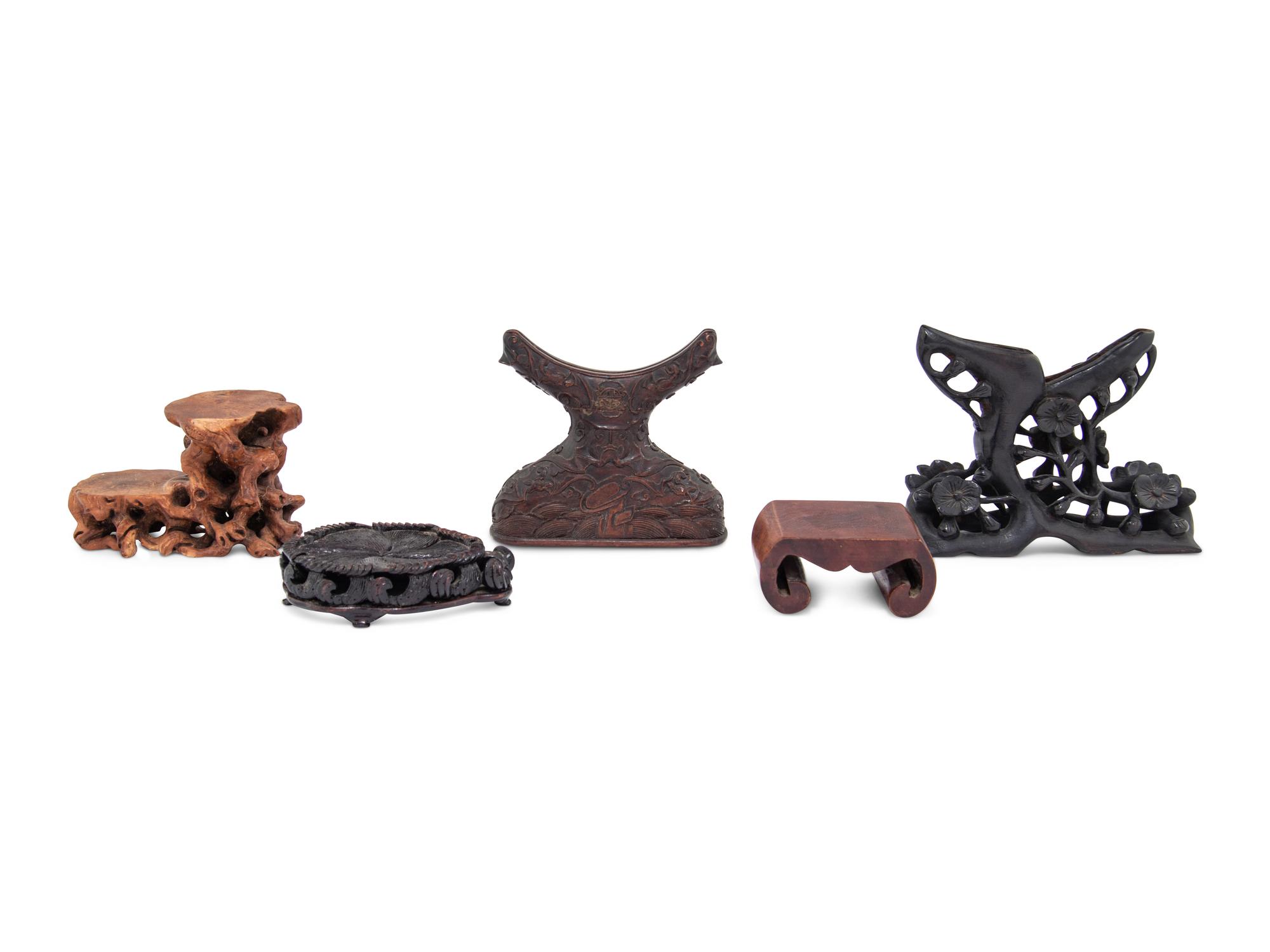 Five Chinese Carved Wood Stands