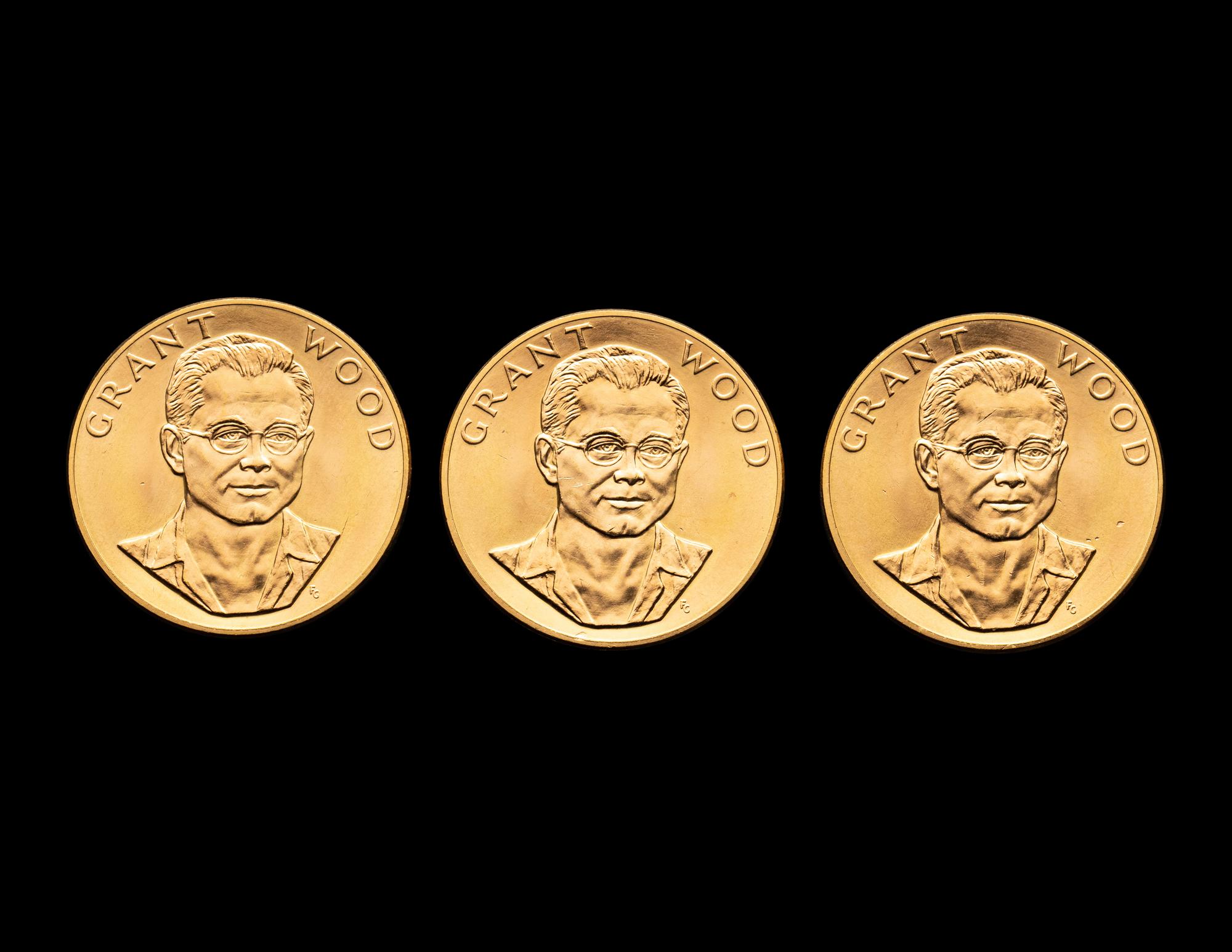 [PRIVATE ISSUE] Three 1980 American Arts Commemorative Series Grant Wood Gold Coins