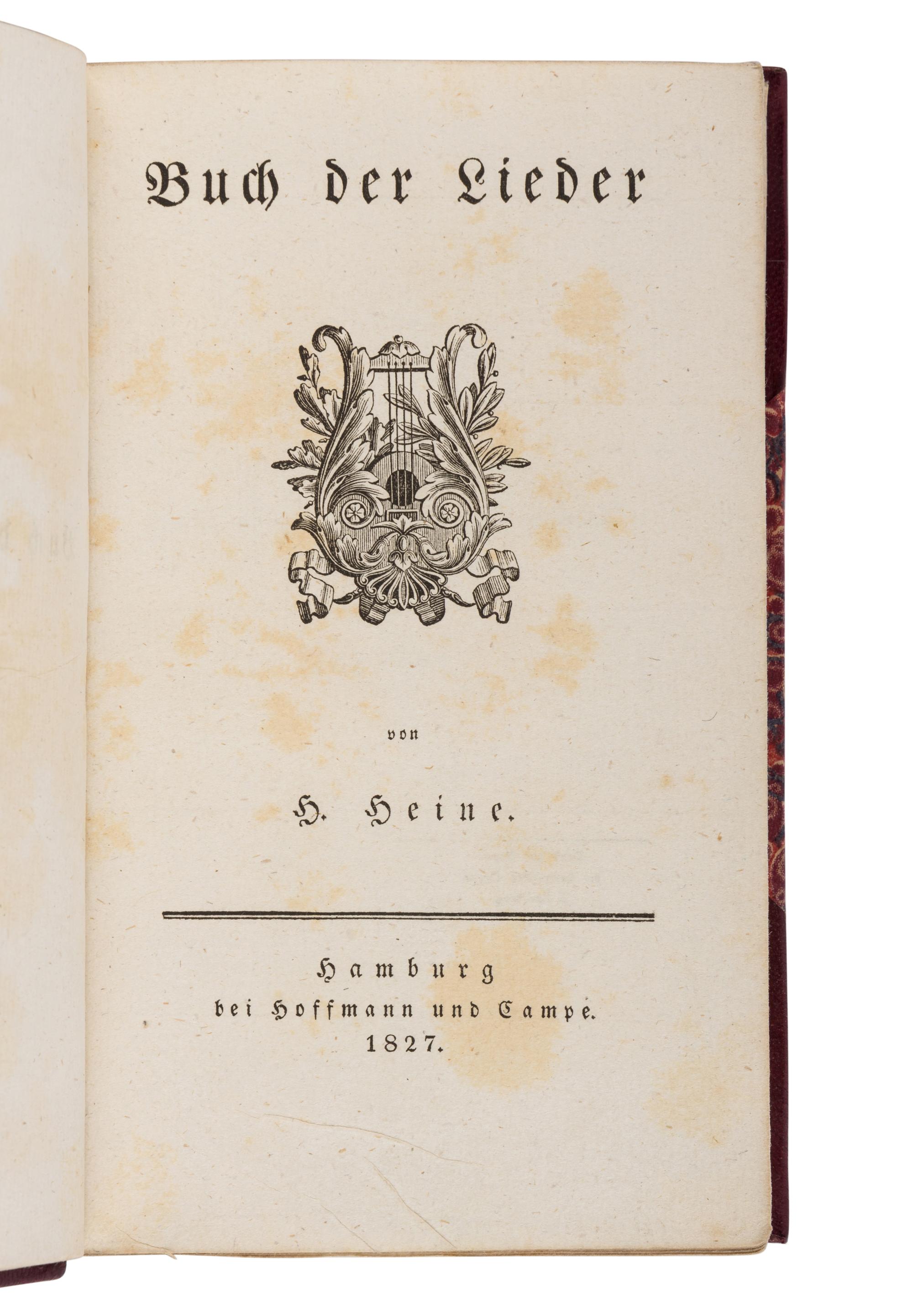 HEINE, Heinrich (1797-1856). Buch der Lieder . Hamburg: Hoffmann und Campe, 1827.